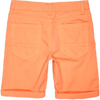 Boys orange denim skinny shorts